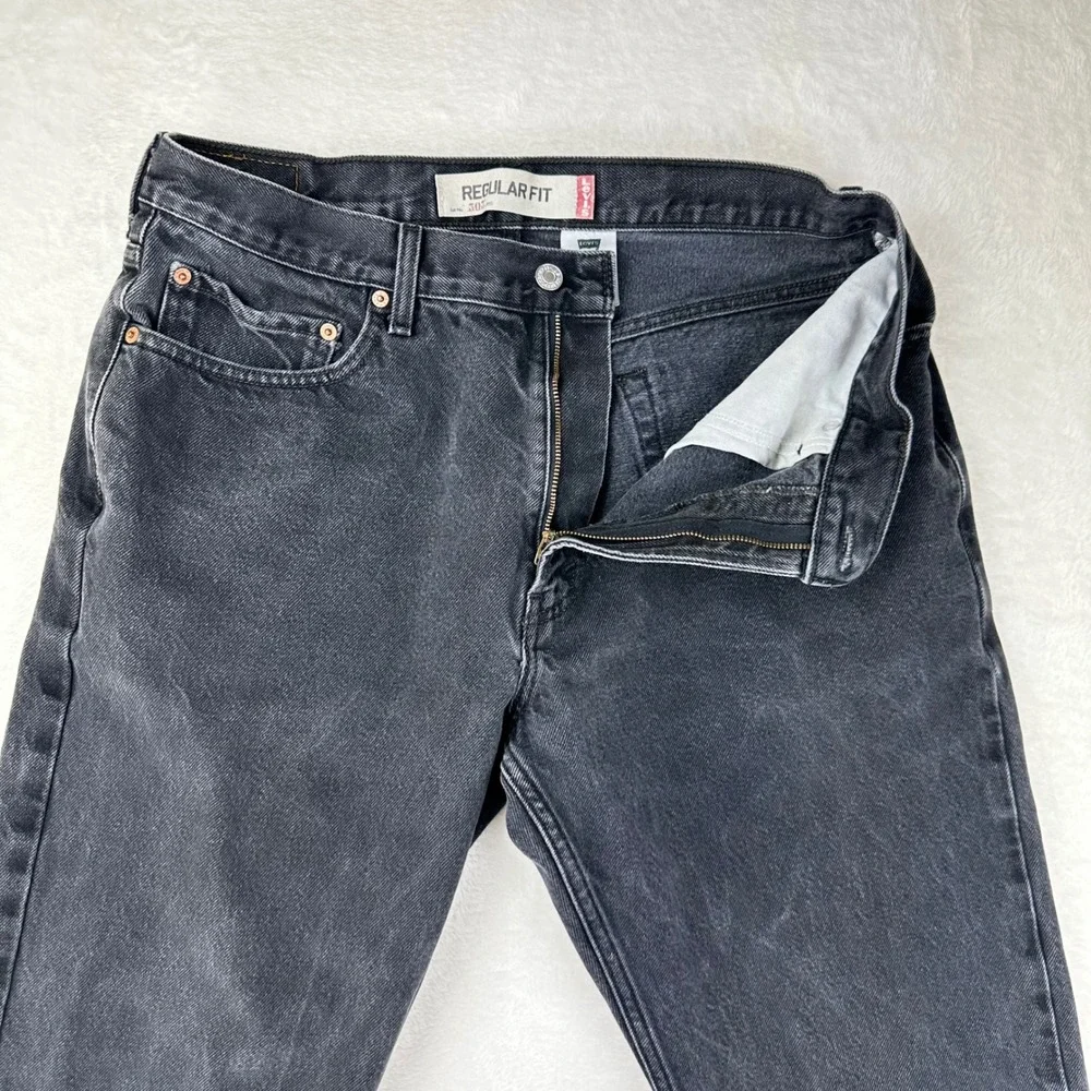 Levi's 505 Jeans Mens Regular Fit W36 L30 Black Straight Leg Denim Cotton Pants